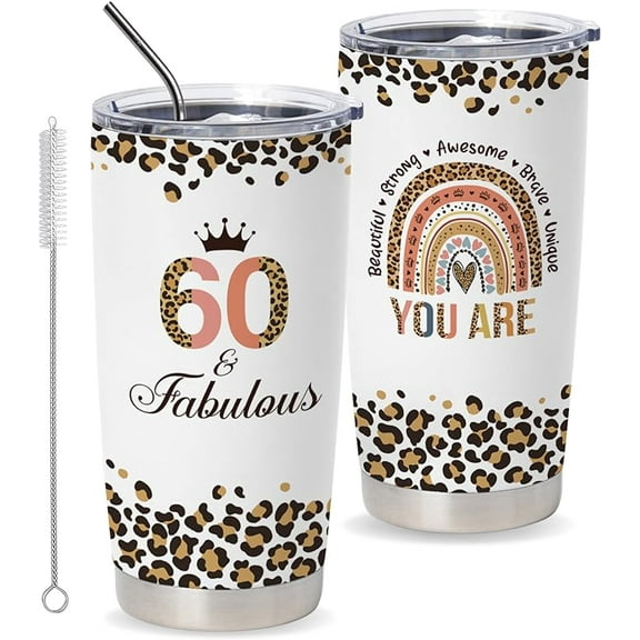 Vivulla68 Happy 60th Birthday Gifts For Women, 60 Birthday Gifts For Women, Birthday Gifts For 60 Year Old Woman, 1965 Birthday Gifts Women, Turning 60 Gifts, 60th Birthday Tumbler With Lid and Straw