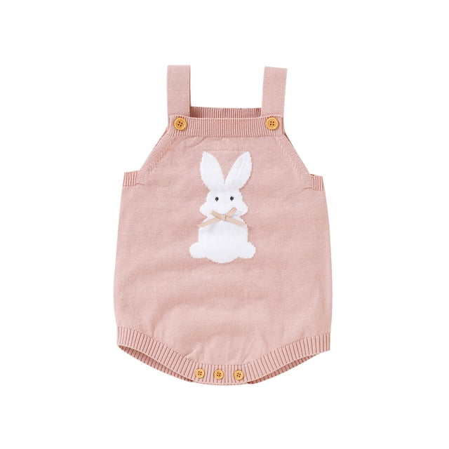 Jkerther Barboteuse Tricotée Sans Manches pour Bébé Fille Garçon Imprimé Rabbit Mignon