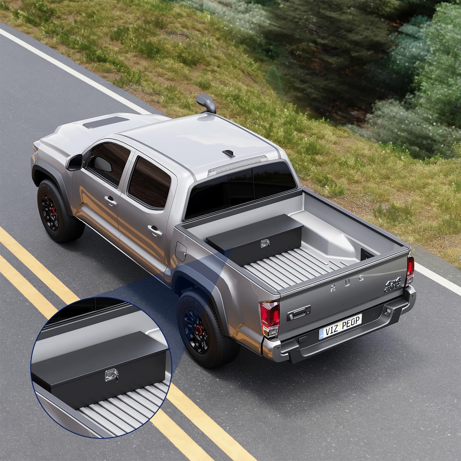 MIIIKO 39 Inch Steel Heavy Duty Truck Bed Tool Box, Trailer Tongue Tool Box with Lock and Keys, Utility Trailer Tool Box for Truck, Pickup, RV, Trailer