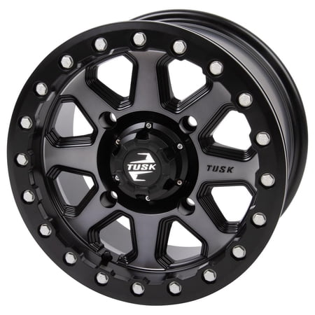 (4 pack) 4/156 Tusk Uinta Beadlock Wheel 15x7 4.0 + 3.0 Gunmetal/Black for Kawasaki Mule Pro-Fxt Ranch Edition Platinum 2022-2023