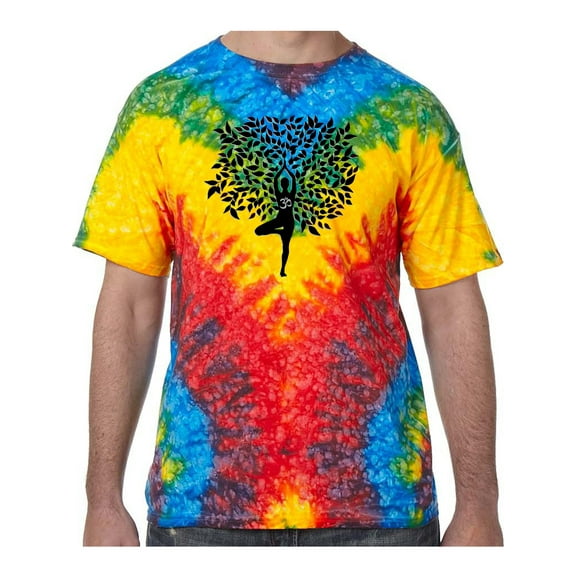 Black Tree Pose Tie Dye Tee Shirt - Woodstock, Small Kids (6-8)