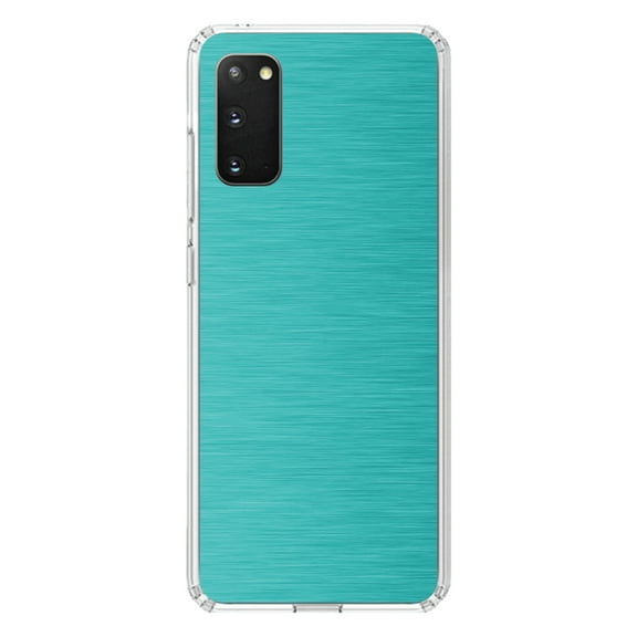 DistinctInk Clear Shockproof Hybrid Case for Galaxy S20 PLUS / 5G (6.7" Screen) - TPU Bumper, Acrylic Back, Tempered Glass Screen Protector - Teal Stainless Steel Image - Printed Stainless Steel