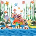 thumbnail image 5 of Hegbolke 4 Pack Ocean Wave Tablecloths - Disposable Plastic Ocean Water Table Cover for Ocean Under The Sea Beach Pool Mermaid Shark Birthday Party Decoration Supplies, 54" x 108", 5 of 7
