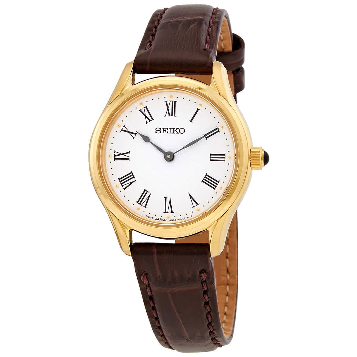 Seiko SWR054 Ladies Watch: Quartz, White Dial, Black Leather Seiko SWR054 Ladies Watch: Quartz, White Dial, Black Leather