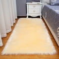 thumbnail image 2 of Fluffy Area Rugs 2 x 5ft Soft Beige Yellow Shaggy Faux Fur Sheepskin Rug Comfortable Plush Carpet Bedroom Living Room Floor Mats, 2 of 7