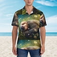 thumbnail image 2 of Fotbe Daisy Sleeping Sloth Camisa Hawaiana para Hombre Unisex – Camisa Casual de Verano con Botones de Manga Corta de Algodón y Lino,3X-Large, 2 of 7
