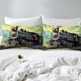 thumbnail image 4 of Erosebridal Vintage Train Print Bed Sheets Set Full Size, Yellow Aurora Bedding Set, 4 Pieces,, 4 of 6
