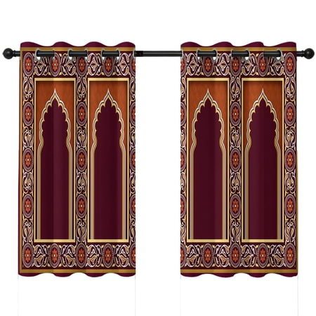 Twin Arches Blackout Curtains 54 Inches Long Vintage Traditional Red Orange Floral Frame Thermal Insulated Room Darkening Drapes with Grommets for Living Room 42 W x 54 L 2 Panels