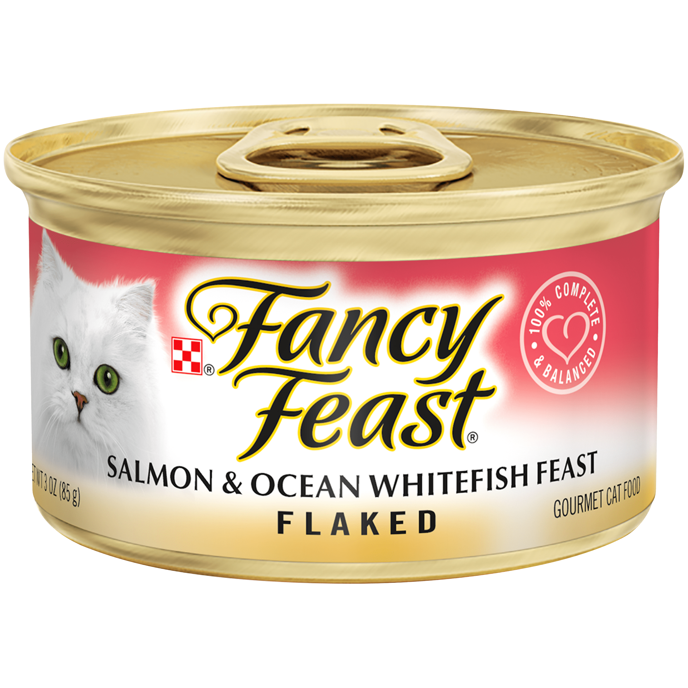 Fancy Feast Wet Cat Food, Flaked Salmon & Ocean Whitefish Feast, 3 oz
