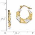 thumbnail image 2 of Beautiful 10K & White Rhodium Scalloped Hollow Hoop Earrings, 2 of 2
