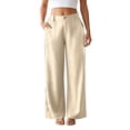 thumbnail image 6 of RUTAYY Women's Pants Loose Fit Solid Color Straight Leg Long Bottoms Casual Daily Wear with Pockets Comfortable Trendy Beach Trousers, 6 of 6
