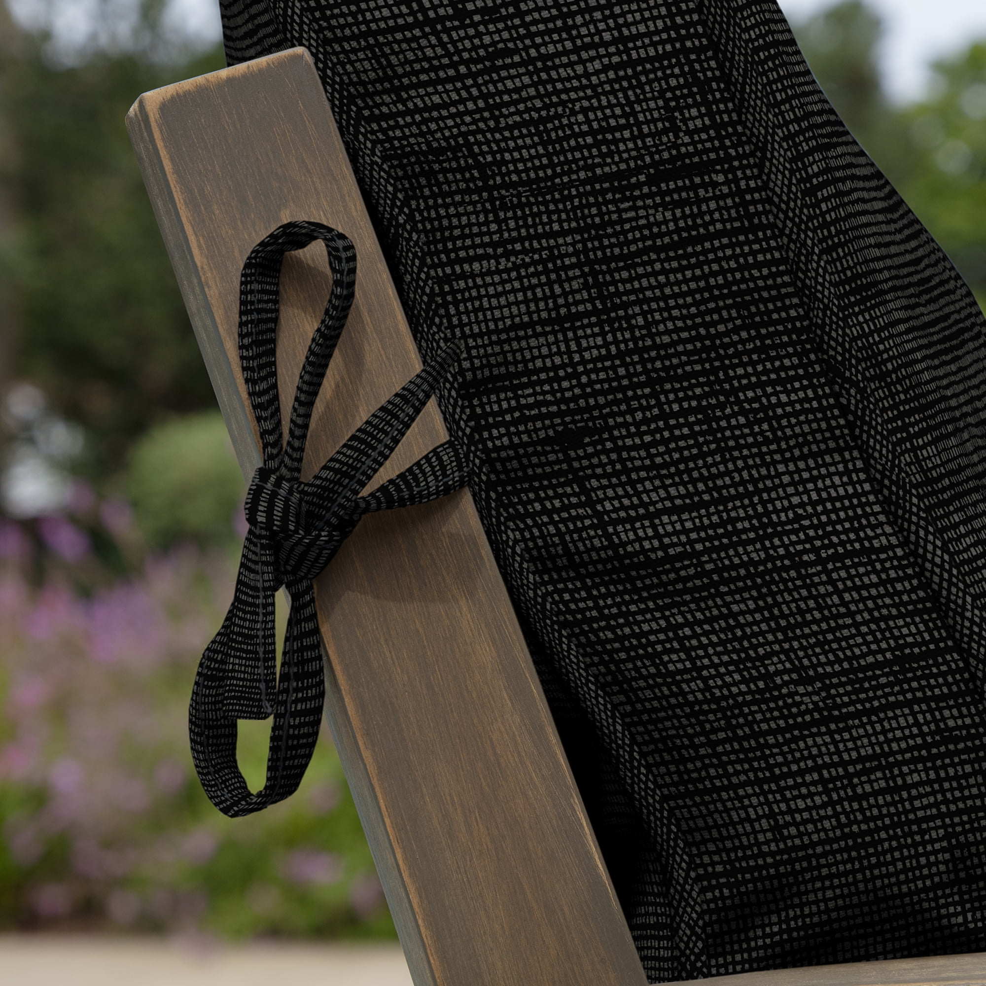 ARDEN Outdoor Plush Modern Tufted Blowfill Dining Chair Cushion, 21 x 40, Water Repellent, Fade Resistant, Tufted Cushion for Dining and Bistro Chairs, Black Leala
