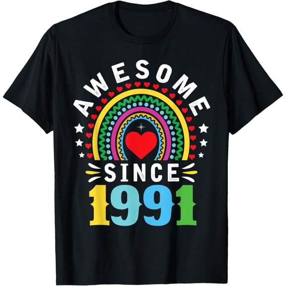 Exquisite and comfortable-Awesome Since 1991 31st Birthday Rainbow Gifts Born In 1991 T-Shirt