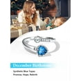 thumbnail image 4 of Silvora Sterling Silver Birthstone Rings for Women Heart Blue Turquoise Open Ring Birthday Christmas Valentine's Jewelry Gifts, December, 4 of 8