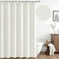 thumbnail image 2 of White Long Linen Shower Curtain, 96 Inch Fabric Shower Curtain with 12 Metal Hooks, Waterproof Heavy Duty Polyester, Button Hole Design, Machine Washable for Bathroom Hotel, W72xL96, 2 of 14