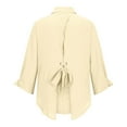 thumbnail image 7 of Summer Tops, Women Blouses, Women's Casual Summer Shirt Elegant Fashionable Top Long Sleeve V Neck Loose Button-Up Shirt with Belted Waist for Versatile Styling and Comfort, 7 of 7