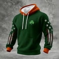 thumbnail image 1 of Ceisia Men's St. Patrick's Day EKG Four-Leaf Clover Hoodie | Waffle Knit Slim Long-Sleeve Casual Sweatshirt Gift, 1 of 8