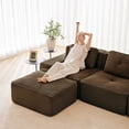 thumbnail image 6 of 80.3" Modern L-Shaped Modular Sectional Sofa, 2-Seater Couch with Deep Seat for Living Room, 1 Ottoman, Brown, 6 of 11