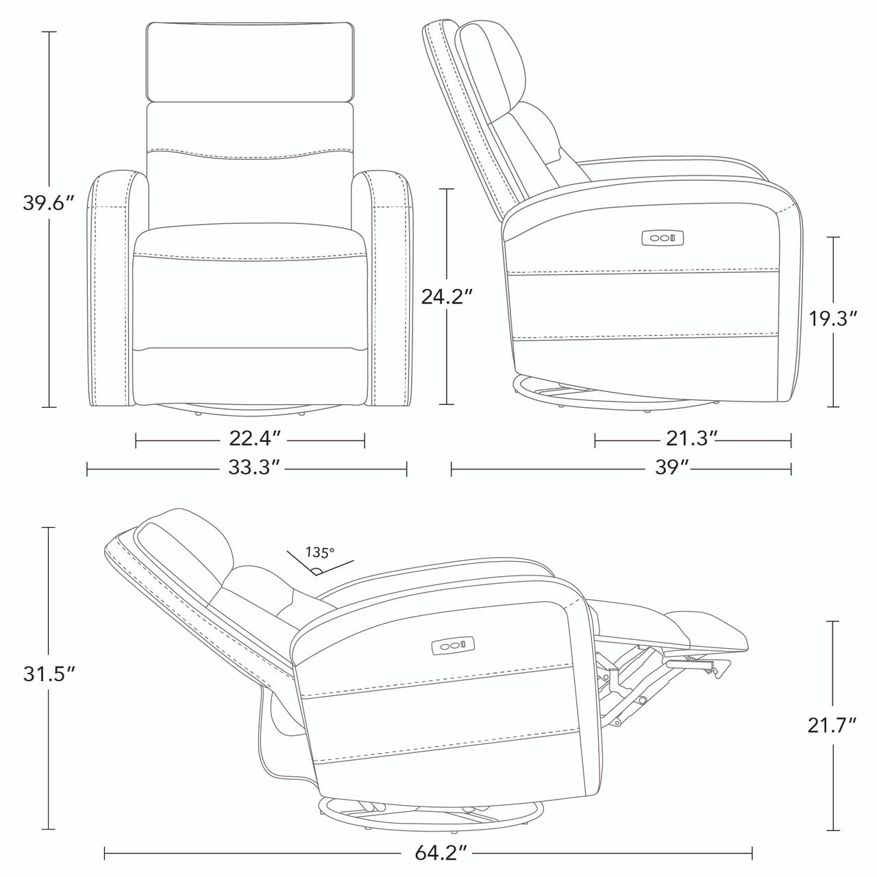 Spruce & SpringPower Swivel Glider Recliner with USB Charging for Home Theater, Cream