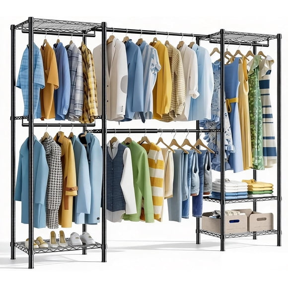 Organizador de Metal para Ropa Armario, Closet Armables para Ropa con Barra Extensible Ajustable 177–229 CM, Perchero Armable Metálico para Ropa Simple Puede Guardar Ropa, Zapato