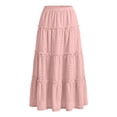 thumbnail image 6 of ZOYOEN Girls Eyelet Ruffled Skirts- Cute Trendy Casual Elastic Waist Kids Maxi Skirt Pink Size 6, 6 of 7