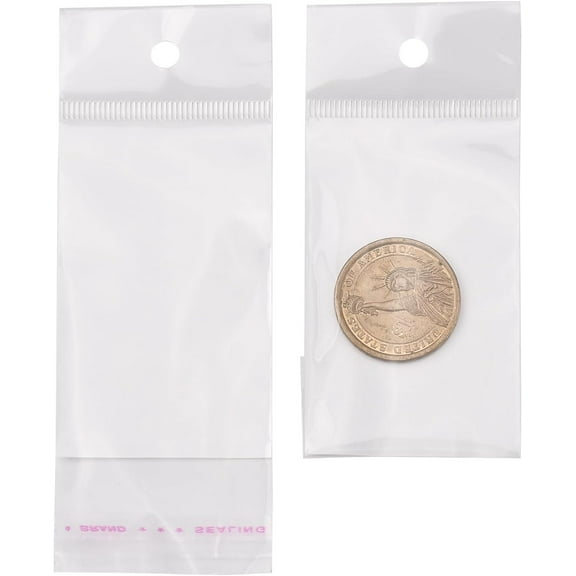 Generic 200 Pcs White Cellophane Bags 4.64x1.81 Inch Self-Adhesive Sealing Gift Wrapping Bags for Jewelry Food diy