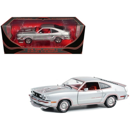 1978 Ford Mustang II King Cobra Silver Metallic with Red and Black Hood Stripes 1/18 Diecast Model Car by Greenlight