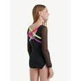 thumbnail image 2 of Justice Long Sleeve Embellished Foil Gymnastic Leotard for Girls with Scrunchie, Sizes XS-XL, 2 of 5