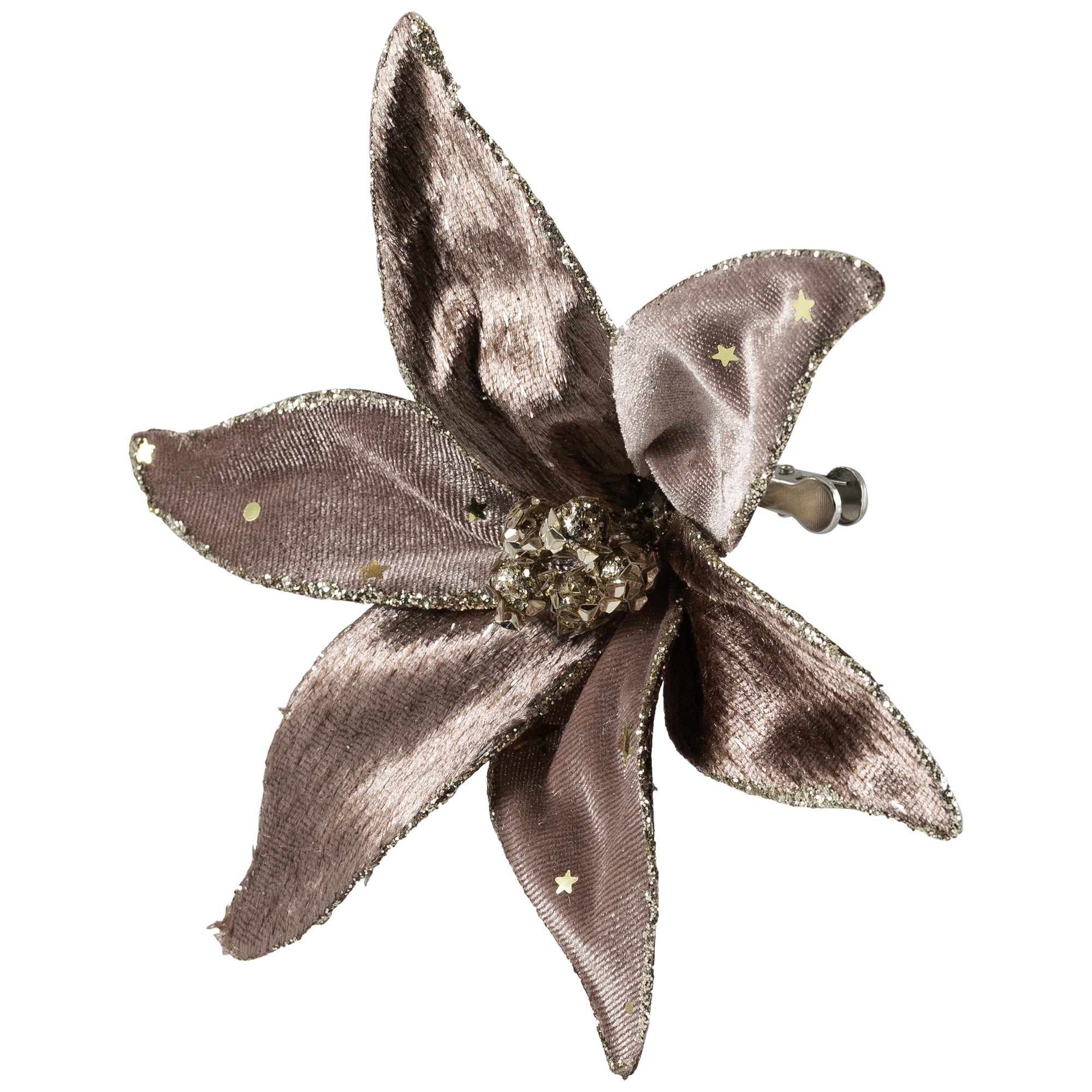 Northlight Glittered Flower Christmas Clip-on Ornament - 6" - Plum Purple