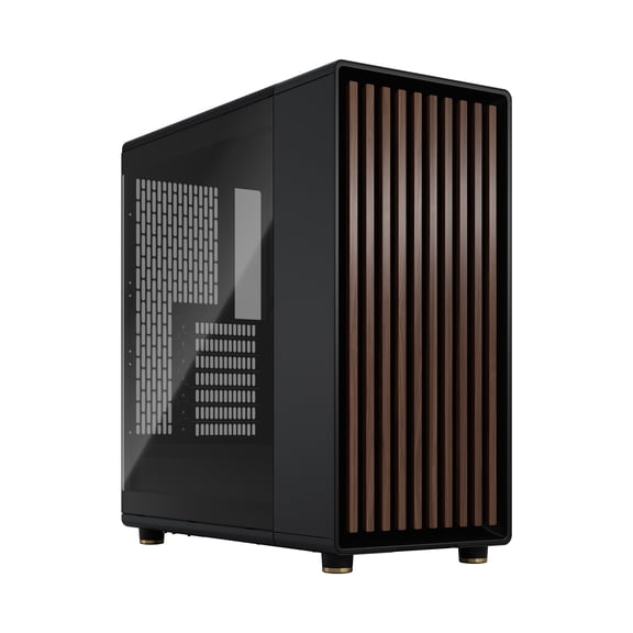 Fractal Design North Charcoal Black Chassis with Walnut Front and Dark Tempered Glass Side Panel ATX Mid Tower Computer Case