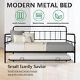 thumbnail image 2 of Black Daybed with Trundle Bed Twin Size, SEGMART Metal Trundle Bed Frame Twin Daybed Frame, Space-Saving Twin Daybed with Metal Slat Support, Daybed for Bedroom Guest Room, No Box Spring Needed, 2 of 10