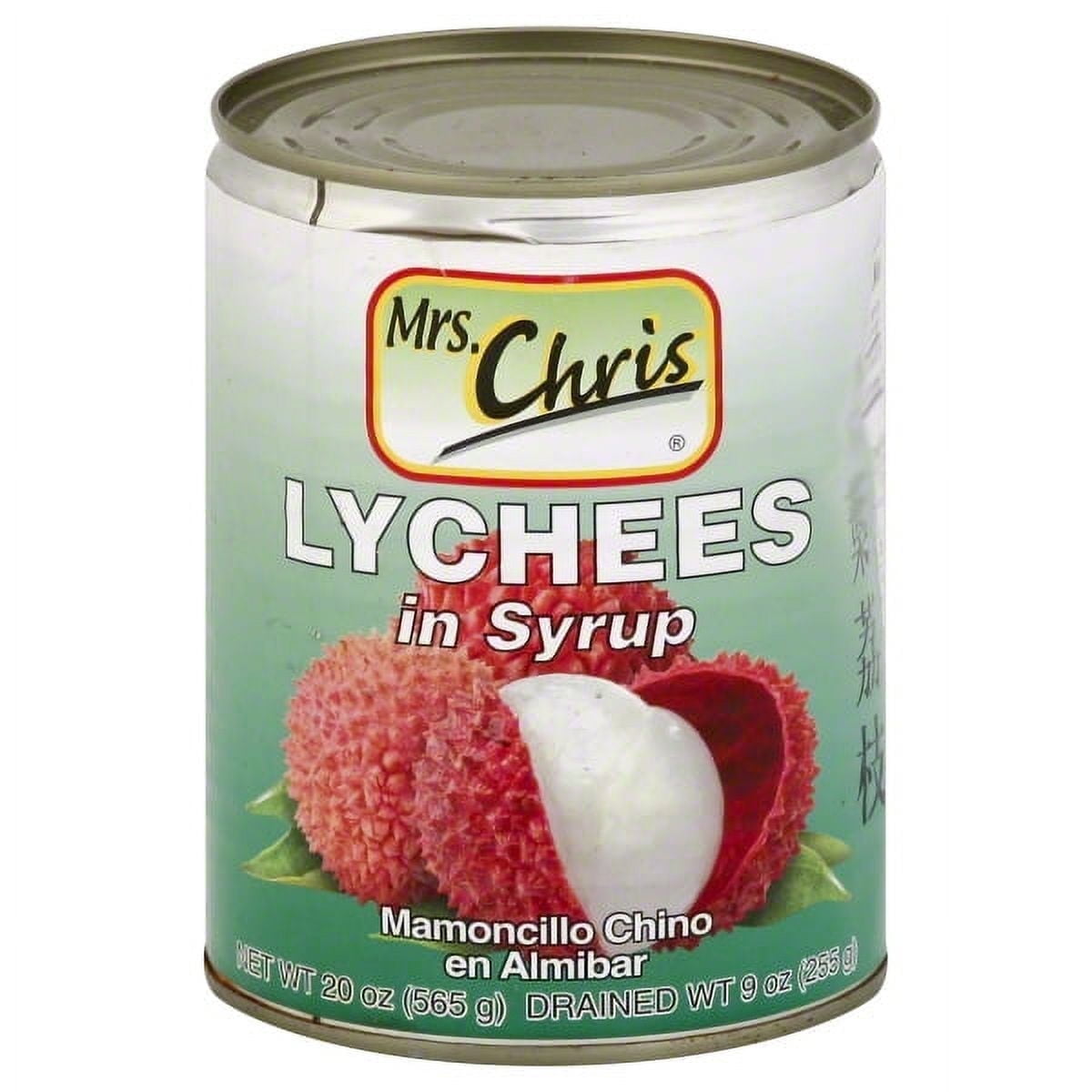 (4 pack) Mrs. Chris Lychees in Syrup, 15.5 oz