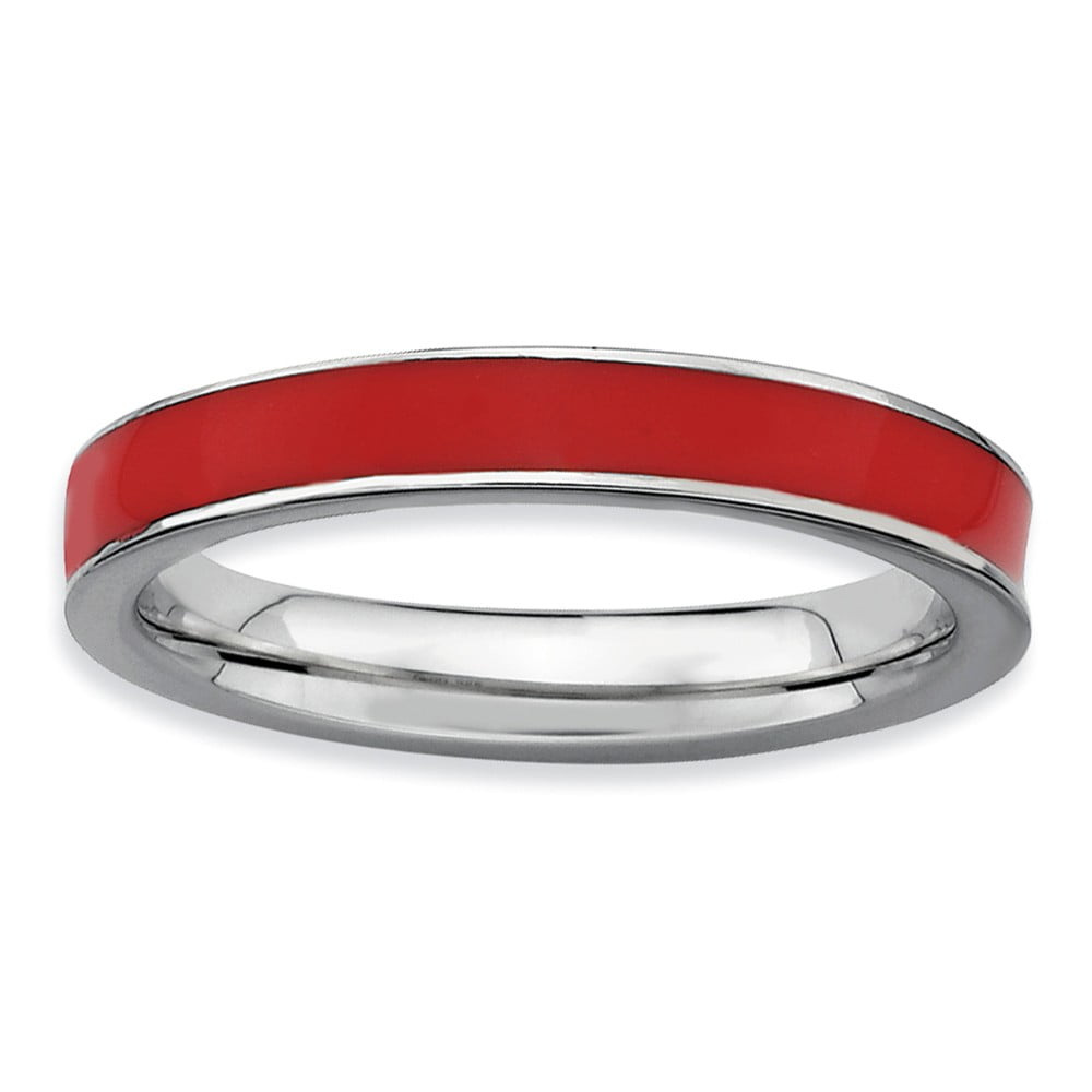 Goldia Sterling Silver Stackable Expressions Red Enameled 1.5mm