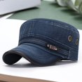thumbnail image 3 of Baseball Cap Flat Top Washed Summer Vintage Unisex Long Brim Women Cap Head Accessory, 3 of 11