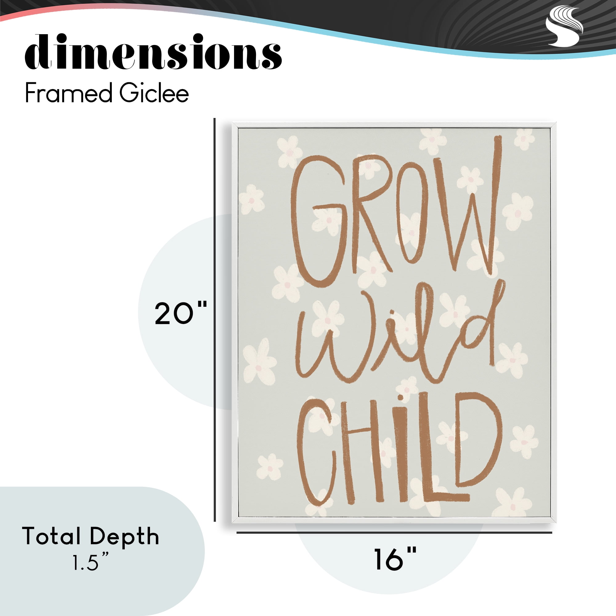 Grow Wild Child Flowers White Framed Giclee Art, design by Katie Griggs