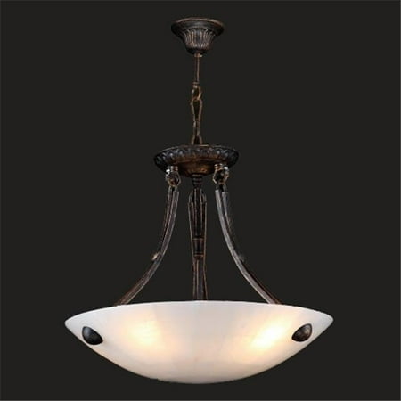 06 Flemish Finish - Pompeii Collection 4 Light Flemish Brass Finish Natural Quartz Bowl Pendant