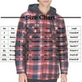 thumbnail image 2 of Men's Checkered Print Fleece Hooded Jacket, Button Pocket Fake Two-Piece Long Sleeve Coat for Winter, 2 of 6