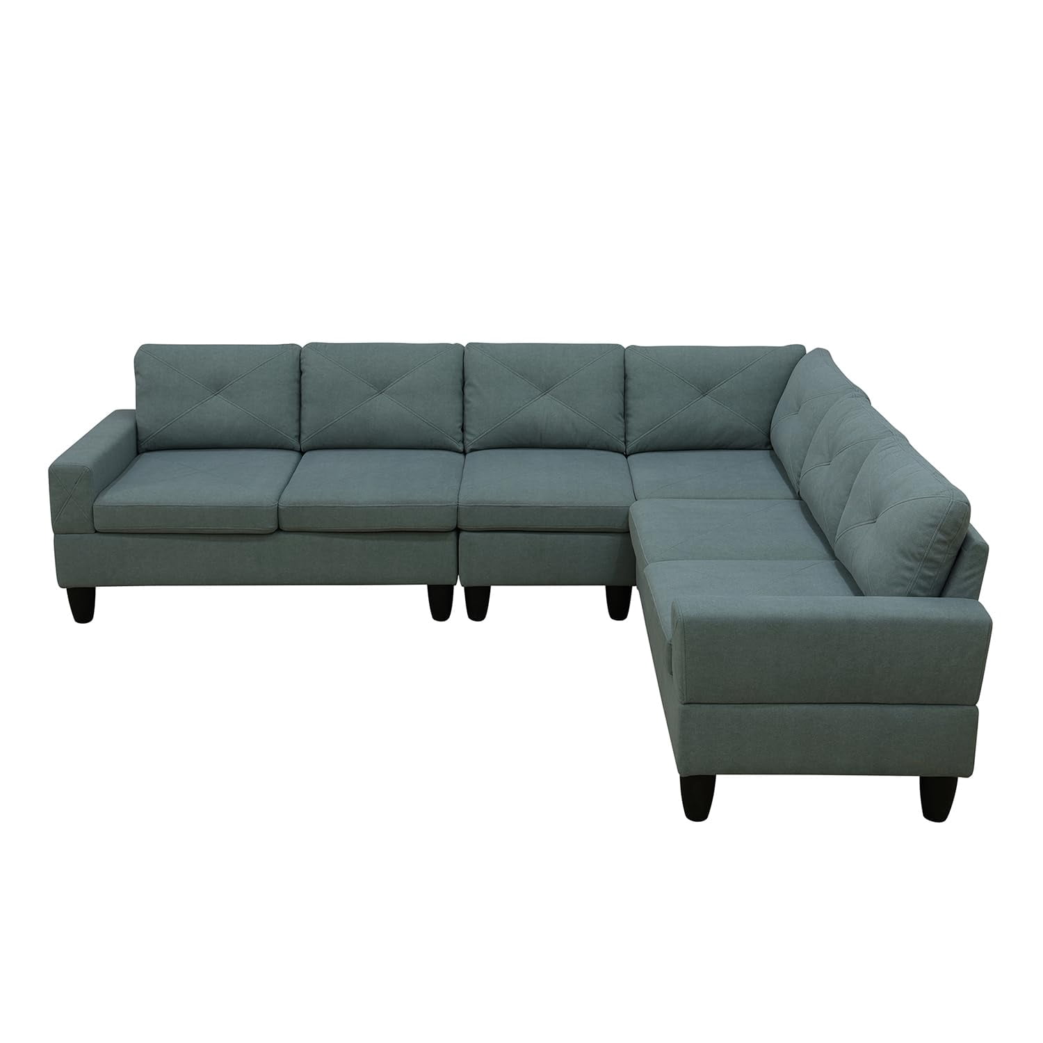 4-Piece Couch Living Room Sofa Set, 6 Seater Modular Sectional Couch L Shaped Corner Sofa, Dendrobium Green