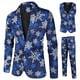 thumbnail image 3 of Traje de 3 piezas para fiesta de Navidad para hombre, traje de corte Regular con copos de nieve, sombrero de Papá Noel, chaqueta estampada, chaqueta, pantalones, chaleco, uniforme para niños para Navi, 3 of 5