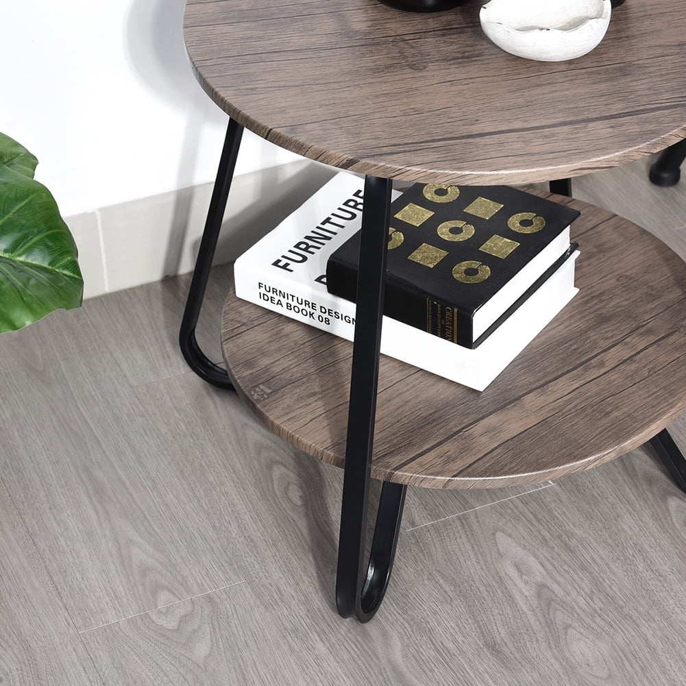Kepooman Double Tier End Table, Side Table, Round Nightstand for Living Room & Bedroom Kepooman Double Tier End Table, Side Table, Round Nightstand for Living Room & Bedroom
