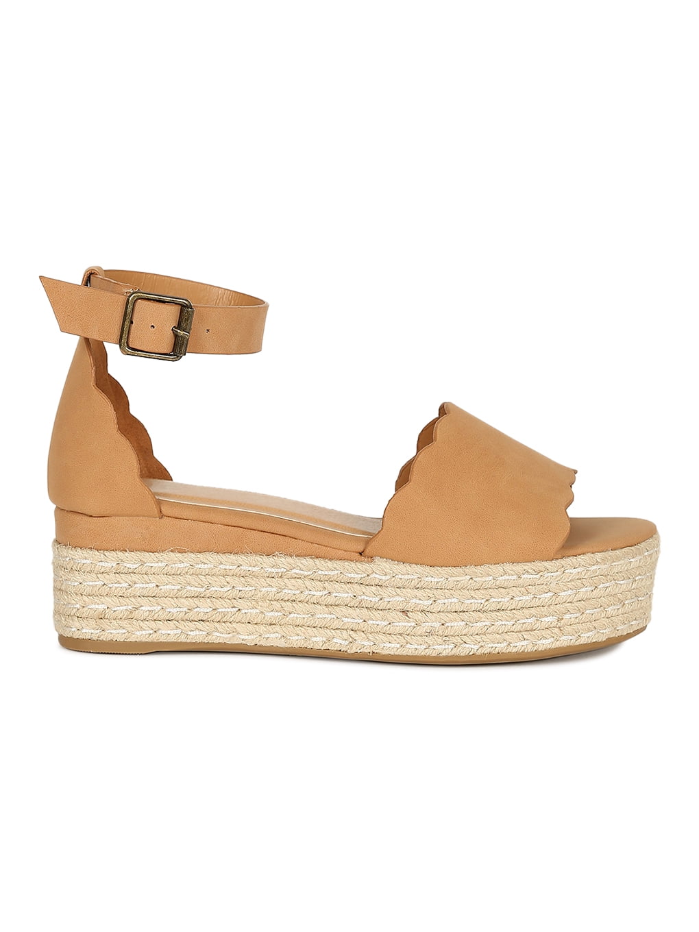 Bamboo scallop espadrille hotsell tan womens platform sandals