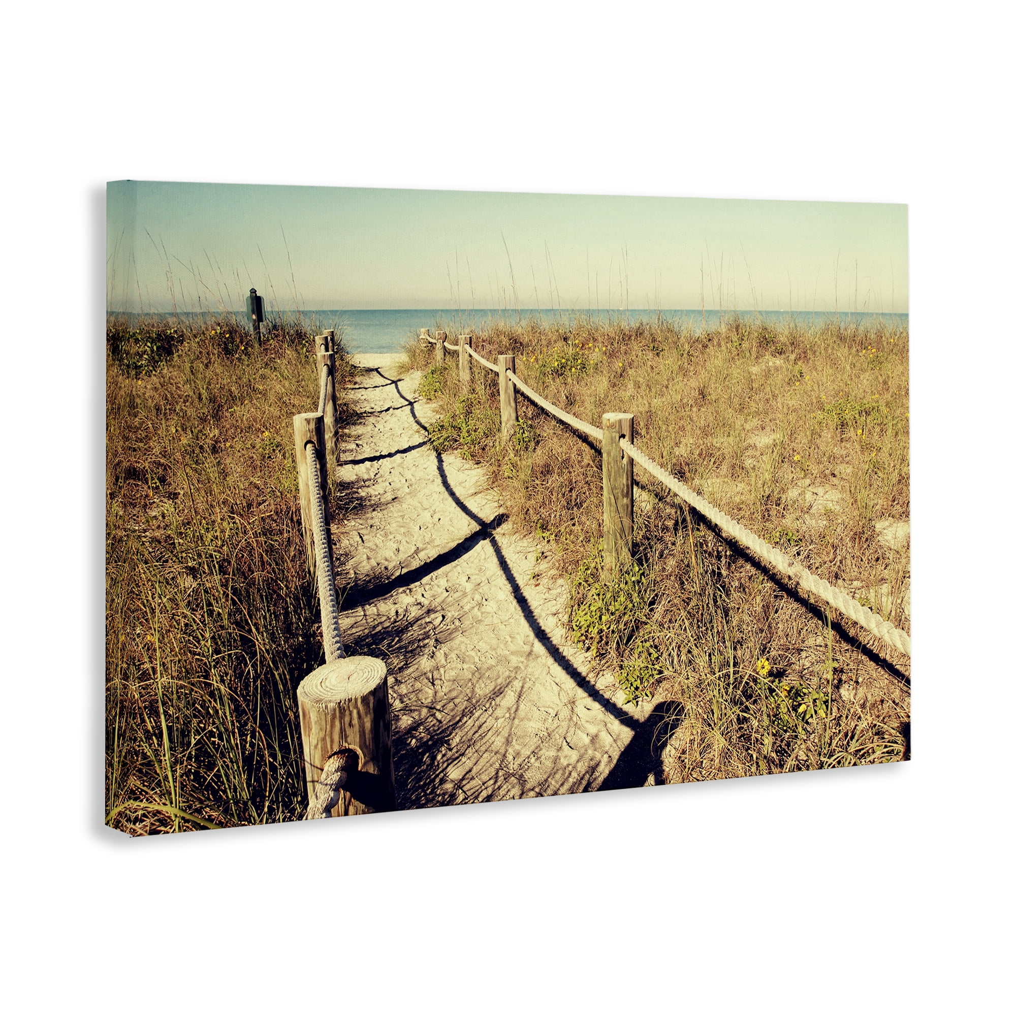 Stupell Industries Sandy Path Railing Landscape & Nature Photography Wrapped Canvas Art Print Wall Art, 45 x 30