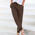 thumbnail image 5 of Lroveb Casual Pants for Women Plus Size, High Waisted Jogger Pants, Womens Drawstring Elastic Pants Trousers With Pockets Coffee, 5 of 5