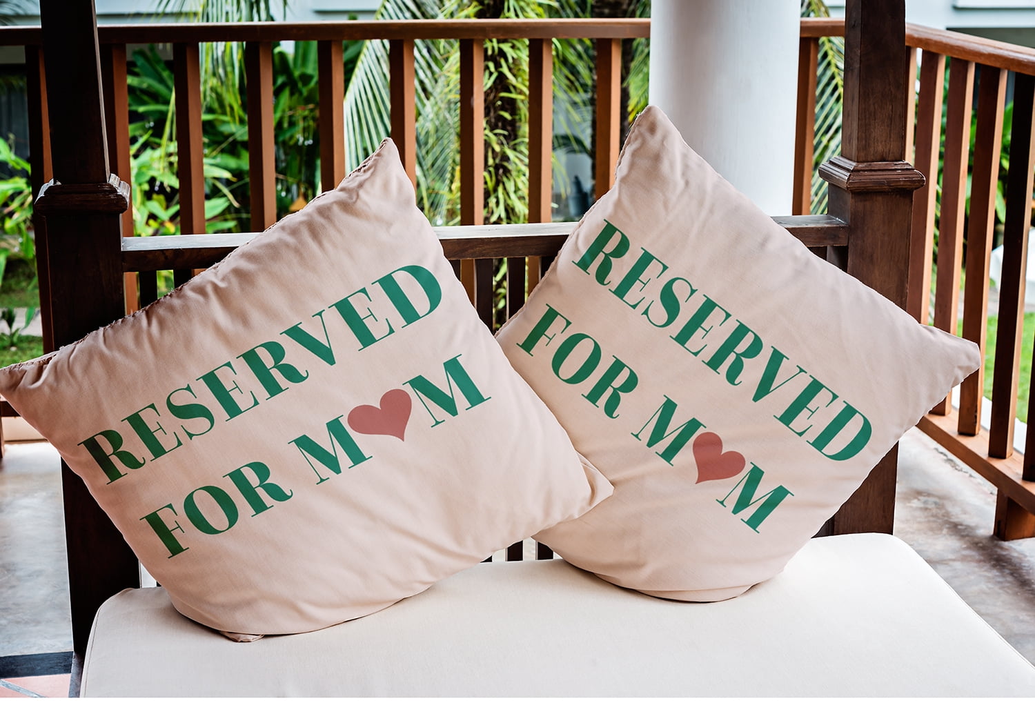 20" x 20" Simply Daisy Reserved for Mom Word Pillow Indoor/Outdoor Pillow, Kelly Green Qty 1
