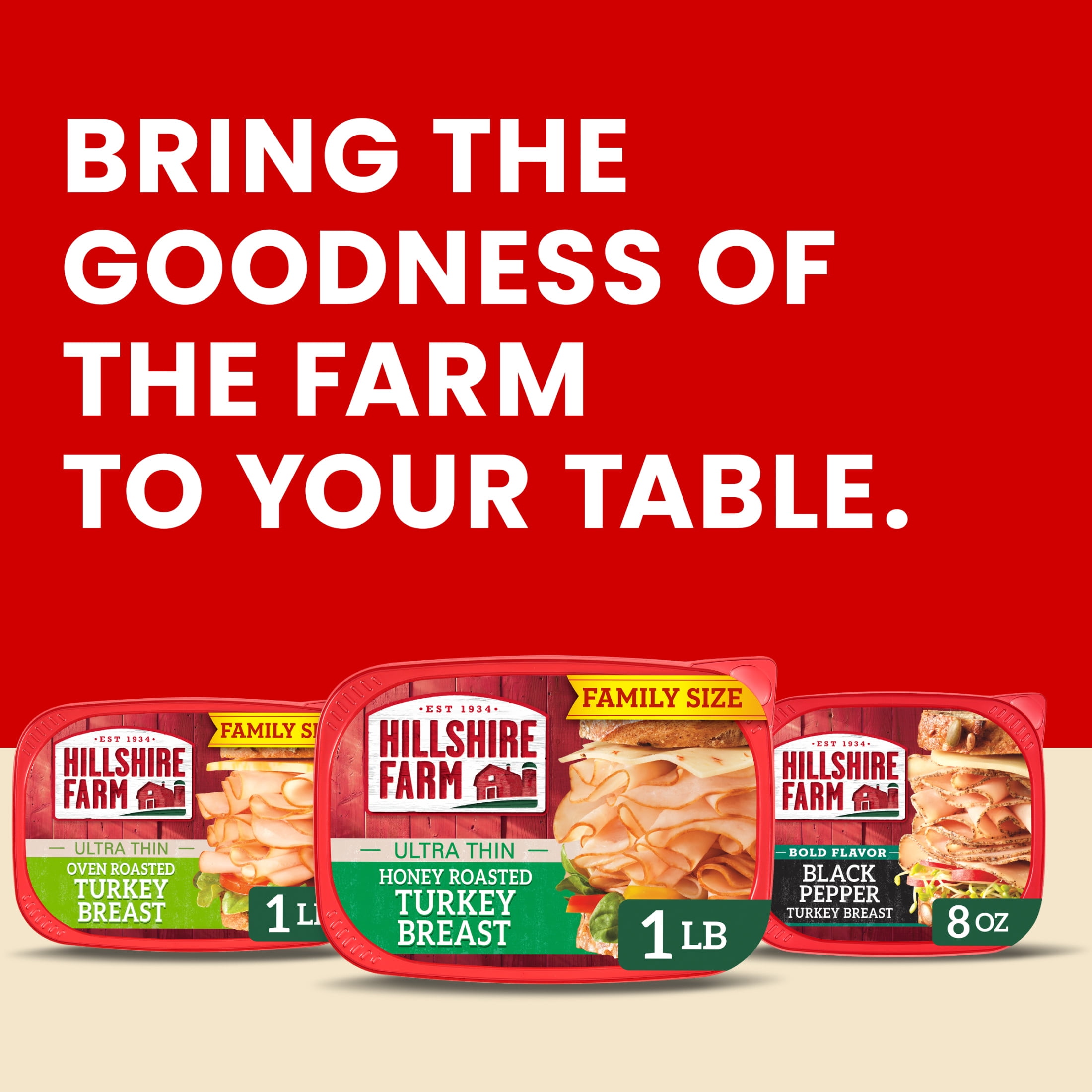 Hillshire Farm Ultra Thin Sliced Honey Roasted Turkey Breast Lunchmeat, 16 oz Plastic Tub, Refrigerated