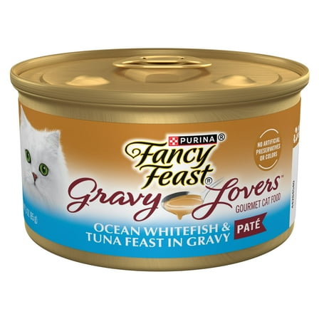 Purina Fancy Feast Gravy Lovers Pate Food, Wet Cat Food, Whitefish & Tuna, 3 oz Can