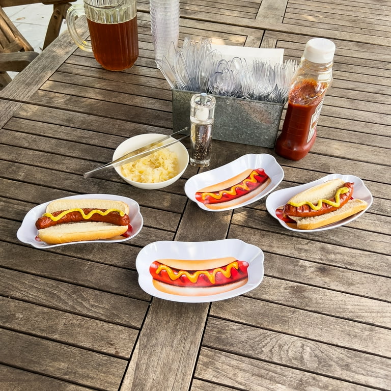 Mind Reader Hot Dog Serving Plate Set, Hosting Essentials, Outdoor