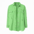 thumbnail image 5 of Towmus Casual Quilted Jackets for Women Button Down Collared Long Sleeve Shirts Frayed Hem Fall Jackets with Pockets, 5 of 6