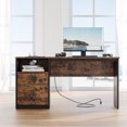 thumbnail image 3 of Bestier Bureau d'Ordinateur avec Tiroirs Prise de Courant 60 Pouces Bureau de Bureau Bureau à Plateau Relevable, Rustique, 3 of 9