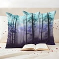 thumbnail image 3 of Teal Purple Forest Outdoor Waterproof Pillow Covers, Vintage Foggy Woods Tree Decorative Square Throw Pillowcase Sofa Cushion Sham for Patio/Couch/Chair, 26"x26" 2 Pack, 3 of 8